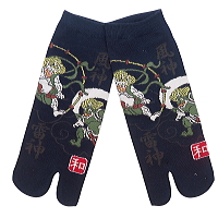 お祭り！和柄5本指ソックス！風神雷神（紺）